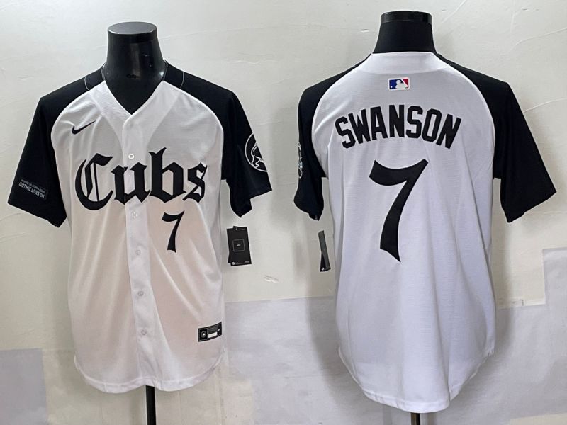 Men 2025 Chicago Cubs #7 Swanson white black Five generations Joint Name Nike MLB Jersey style 6